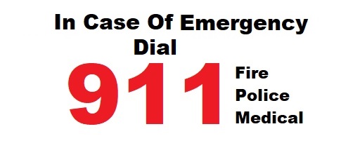 Image stating In Case of an Emergency dial 911